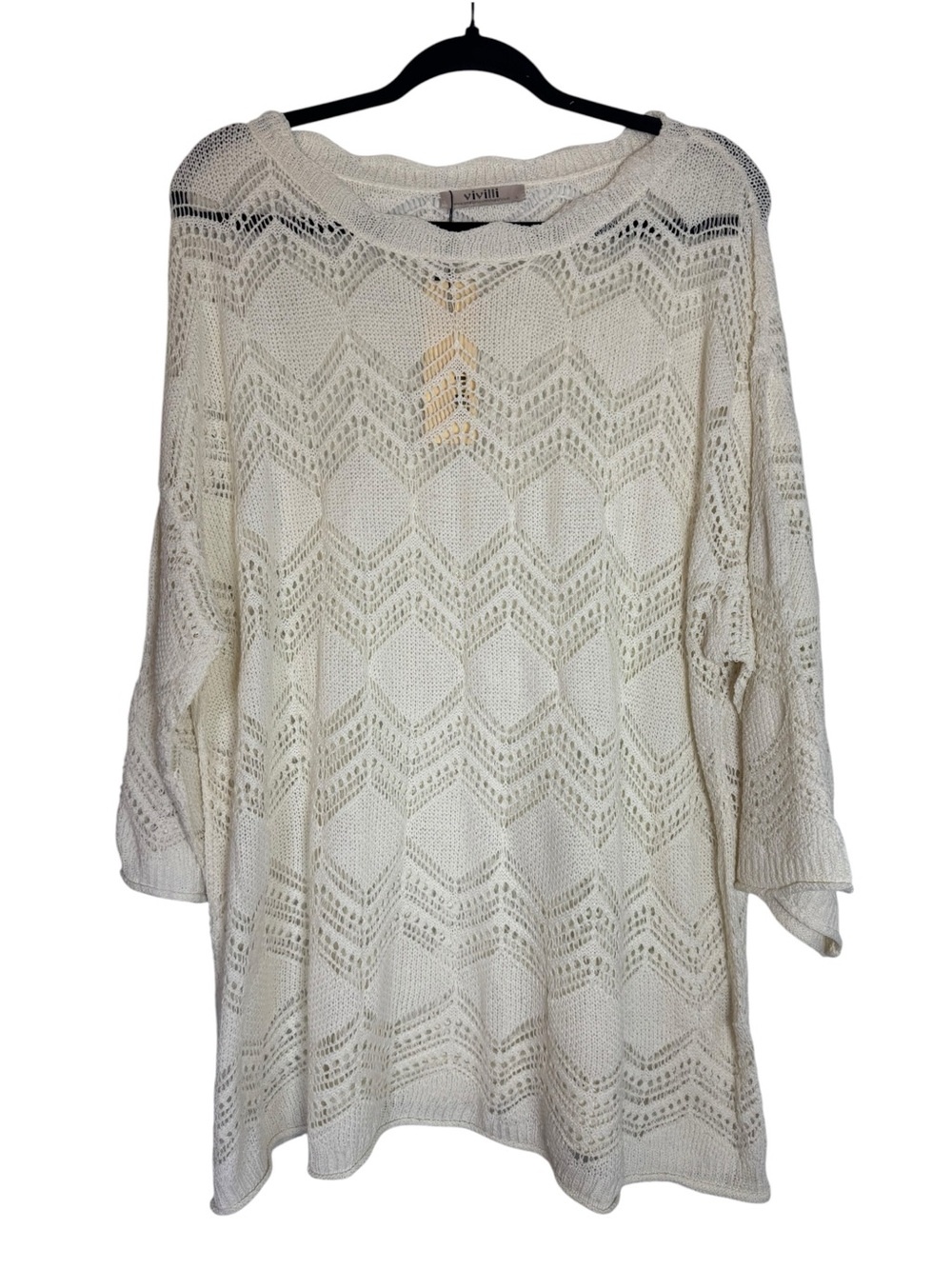 Vivilli Ivory Open-Knit Chevron Large Swim Coverup